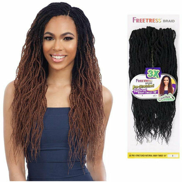 FreeTress Crochet Hair FreeTress: 3X Pre-Stretched Natural Wavy Twist 18" Crochet Braids