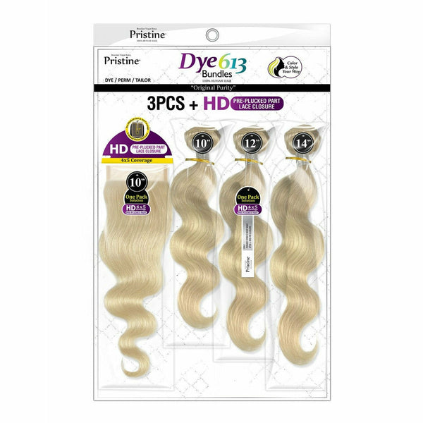 Mane Concept Virgin Bundles Pristine: Dye 613 Bundles 3PCS+ HD 4X4 CLOSURE - Body Wave