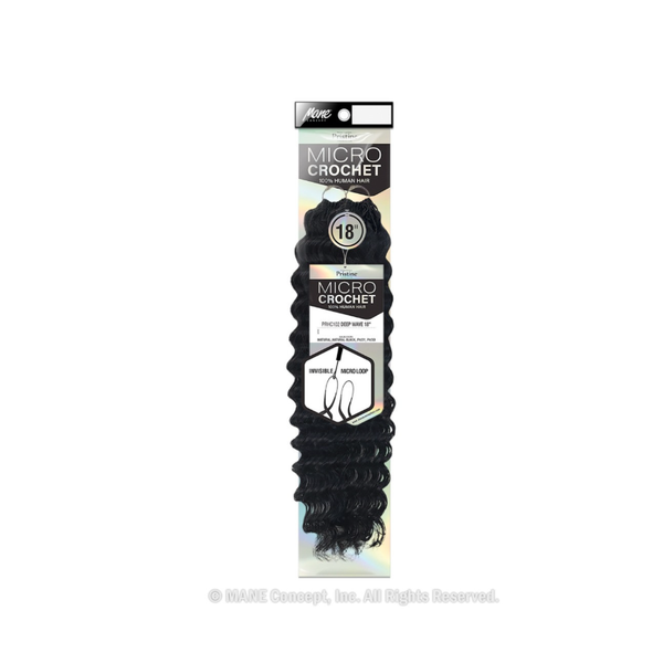 Mane Concept Human Hair Mane Concept: Pristine Feather Micro Crochet Deep Wave 18"