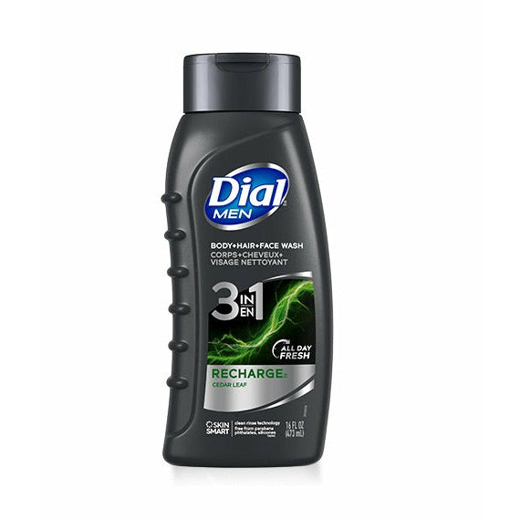 Dial Bath & Body Dial: Men Body+Hair+Face Wash Recharge 16oz